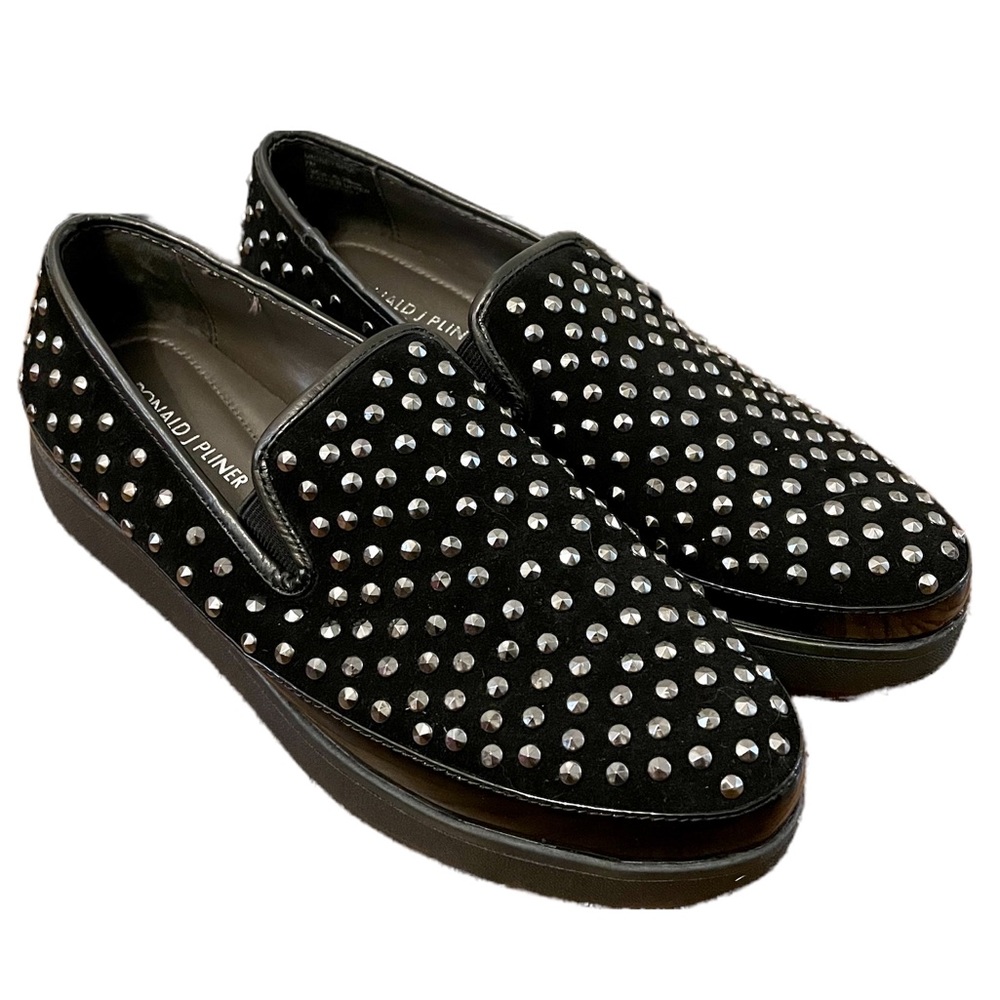 Donald J Pliner Suede Studded Slide On Sneakers